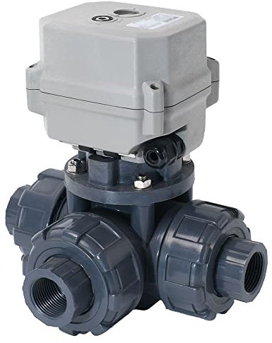 kezhai Dream 2 AC110-230V motorisierter Kugelhahn, DN50 PVC 3-wege elektrischer Kugelhahn,Mit Manueller Funktion，CR703