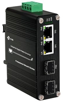 Mini industriel 2 ports Gigabit PoE Media Converter Din Rail Mount Hardened 10/100/1000Mbps Ethernet vers SFP Fiber Converter IEEE 802.3af/at 30W PoE+Fiber Switch avec 2 ports RJ45 et 2 ports SFP