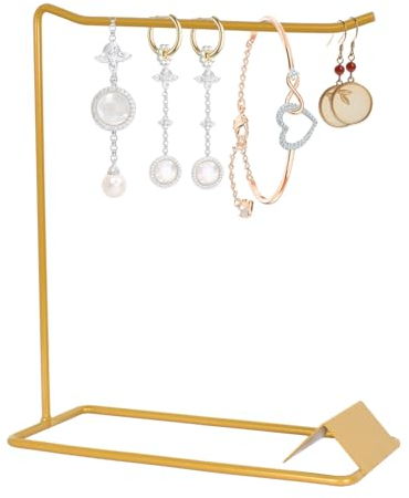 Mikihat Schmuckständer, Schmuckhalter Halskettenständer Ohrringhalter Schmuckbaum Kettenhalter, Metall Schmuck Organizer, Schmuck Aufbewahrung für Armbänder Ohrringe Ringe Ketten Uhren (Gold)
