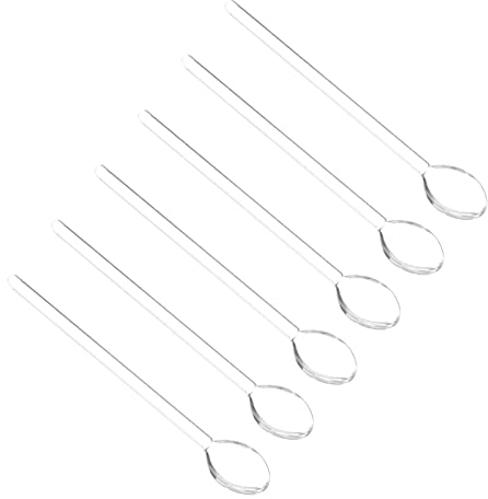 Kichvoe 6pcs Glass Mixing Spoon Long Handle Dessert Spoon Non-Slip for Soup Dessert Coffee