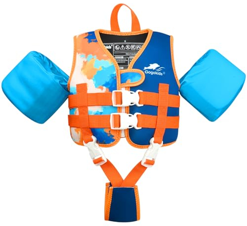 Gogokids Kinder Schwimmweste Schwimmärmel, Kleinkind Jacken-Stil Schwimm-Auftrieb Schwimmhilfe mit Verstellbaren Gurten Kinder Schwimmweste für Jung und Mädchen (2-3 Jahre / 15-19 KG)