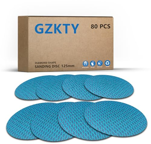GZKTY 80Stk 125mm Klett Schleifpapier, Schleifscheiben, Körnung 60-400, Schleifpads für Exzenterschleifer, Poliermaschinen – Hochwertiges Schleifmittel, Staubresistent & Langlebig