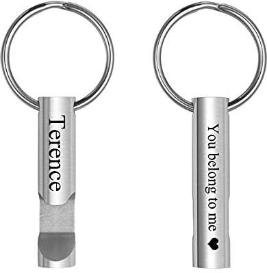 Jovivi Personalisierter Flaschenöffner Schlüsselanhänger aus Edelstahl Bieröffner Keychain mit Text Gravur Geschenk für Männer Papa