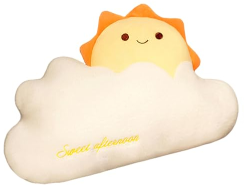 Trayosin kuschelkissen Kinder Wolke mit süße Cartoon-Tiere Kissen 40x55cm Zierkissen Sofakissen Dekokissen mit Füllung für Schlafzimmer Jungen Deko Kinderzimmer Mädchen (Sonne Wolken)