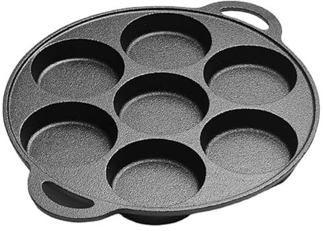 VONOTO Molde para galletas de hierro fundido, 28 cm de hierro fundido presazonado para magdalenas y bollos (28 cm, 7 tazas)