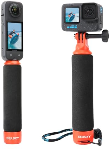 SEASKY F1 Multifunktionaler schwimmender schwimmender Griff, Auftriebsstange, Handgriff, Zubehör für GoPro Hero 12/11//10/9, schwarz, für Insta360 X4 X3 X2 für DJI Action 4/3/2 Sport-Action-Kamera