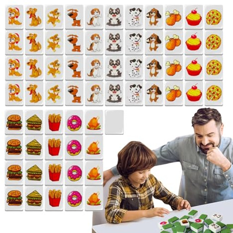 MAh Jongg Sets Mahjong Spielset | Mahjong Block Puzzle Mahjong Set | Mah Jong Nationalflagge, 64 Ziegelbaublöcke, tragbare Partyspiele für eine Party