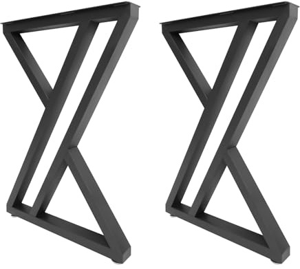 Bollomgy Tischbeine Metall Schwarz, 2 Stück X-Form Industrial Tischgestell Tischkufen Tischbeinen Möbelfüße für Esstisch Schreibtisch Couchtisch