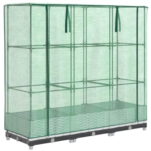vidaXL Hochbeet mit Gewächshaus-Aufsatz Rattan-Optik 120x40x123 cm