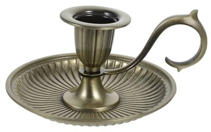 TOPBATHY Vintage Candlestick Holder with Ergonomic Handle Retro Tabletop Candle Stand for Wedding Birthday Party Decoration