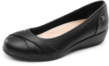DREAM PAIRS Women's Ballet Flats Business Office Work Dress Shoes Arch Support Comfortable Dressy Flats Pumps and for Women,Size 5,Black,DWUMFA2503