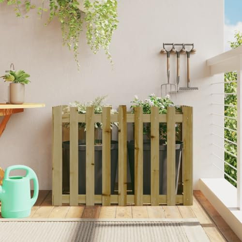 Somanki Hochbeet Lattenzaun-Design 100x50x70 cm Kiefernholz Imprägniert, Palettenrahmen, Hochteich, Gemüsebeet, Kräuterregal Balkon, Blumenbeet, Kräuterspirale, Tomatenbeet, Pflanzhochbeet - 832486