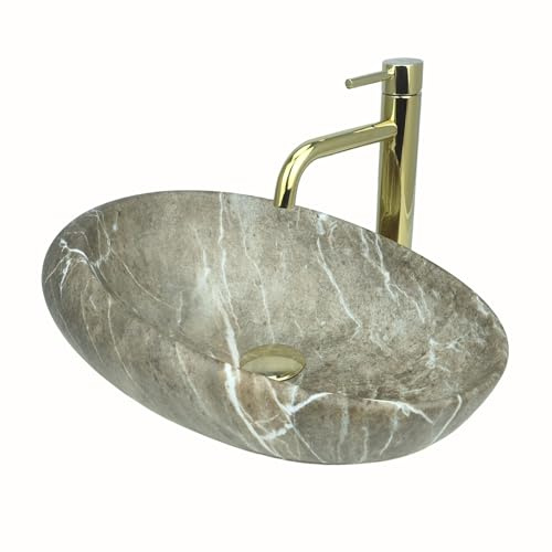 GTM Designs Aufsatzwaschbecken Matt - Modern Waschbecken ohne Hahnloch - Elegant Aufsatzwaschbecken Oval für Badezimmer und Gäste WC - nur Bad Waschbecken - Modell 2
