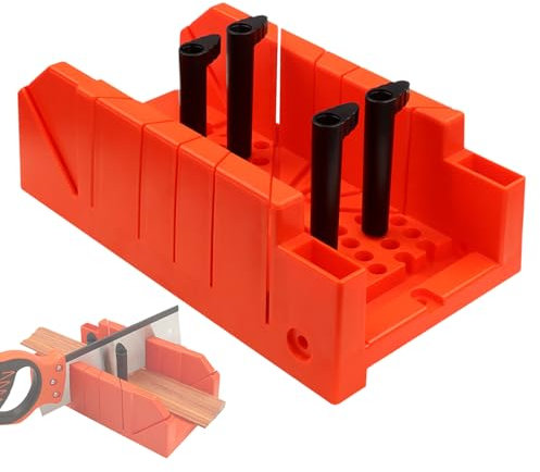 Gehrungslade, Verdickter Kunststoffboden, Robust und Verschleißfest, mit 90°/45°/22,5° Sägeführung, Deutlich mit Gradangaben Markiert, geeignet für Holzbearbeitungsfräser CeTsronixoC (Orange)