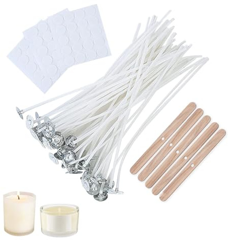 LONZIKP 100 Pezzi Set Stoppini per Candele, Stoppini per Creare Candele Fai da Te, Candle Wick con Adesivi per Stoppini (10cm)