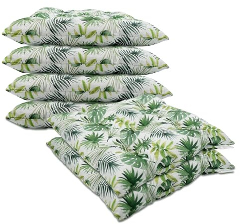 EASY SPEED Pack 6 x Cojin Silla 3D, Almohadilla para Asiento Cuadrado, Transpirable, Relleno de Fibra, Medidas 40x40 cm, 2 Piezas Unidades, Color Estampado Hoja Verde