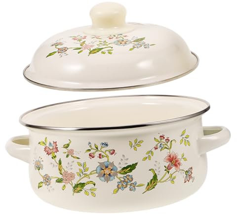 NAMOARLY Marmite à Soupe En Émail 18 Cm Cocotte Épaisse Résistante Haute Température Compatible Induction Multi-usages La Cuisine Domestique Et Restaurant