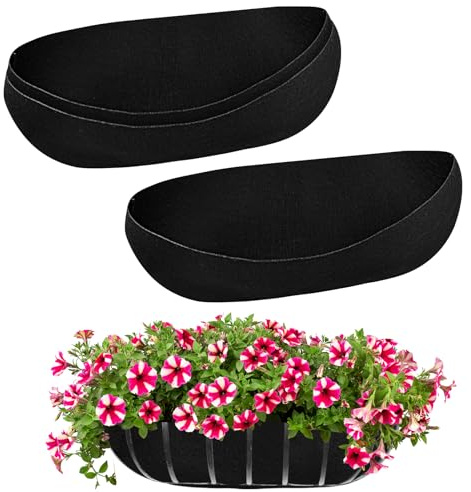 Udewo 3PCS 61cm/24inch Wall Trough Liners Felt Window Box Liners Fabric Planter Liners Black Flower Basket Liner Non-Woven Hanging Plant Liner for Planters Garden Fence - Avoid Bird Nesting