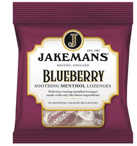 Blueberry Shoothing Menthol Lozenges - Pastilles apaisantes aux myrtilles, idéales pour soulager les maux de gorge et un goût rafraîchissant - Compatible avec Jakemans - 73 g