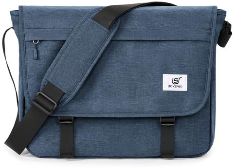 SKYSPER URBANX15 Messenger Bag mit RFID-Schutz 15,6-Zoll-Laptoptasche Umhängetasche groß für Herren Und Damen (Blau)