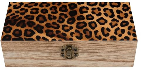Anceky Coole Dekoboxen mit Deckel im Geparden-Leoparden-Stil, große Aufbewahrungsbox aus Holz zum Basteln, kleiner Organizer aus Holz für Schmuck und Fotos