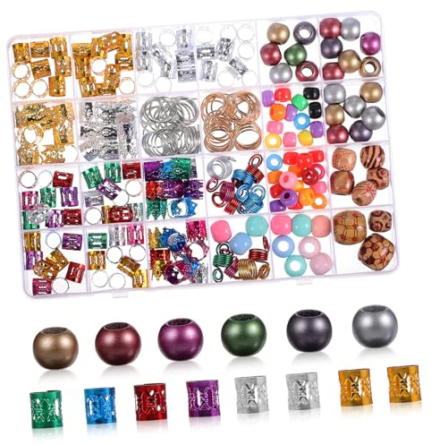 BIUDECO 278 Stück Haarschmuck Perlen Dreadlock Zubehör Für Zöpfe Spiralclips Flechtringe Flexibel Für Frauen Kinder Party Anlass