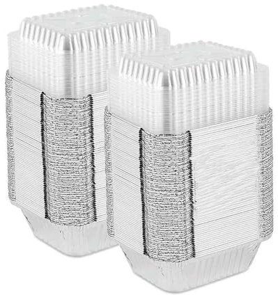 Vectella Barquette Aluminium 700 ML Conteneurs D'aliments Rectangulaires avec Récipient en pour La Cuisson, Torréfaction Et Fête-20 Pièces Couvercle Plastique-20pcs