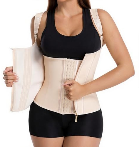 ZCJ Fajas Reductoras Mujer Cinturilla Reloj de Arena - Faja Colombiana Postparto Moldeadora Abdomen con Soporte Lumbar y Ajuste Fuerte, XL Beige