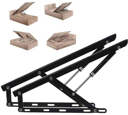 Juego de mecanismos elevables para Cama, de Cama Palanca Neumática Vertical de Lujo Soporte de Cama Resistente para Habitación de Invitados, Pack 2 Sistema de elevación con amortiguadores(150cm/59in)