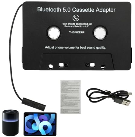 Adaptateur cassette Blue-tooth – Liaison audio sans fil, convertisseur stéréo de voiture intelligente | Récepteur de musique portable, plate-forme de diffusion en continu haute fidélité pour appels