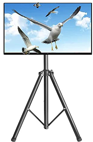 Treppiede portatile per TV a schermo piatto da 32-55 pollici, altezza regolabile VESA 400 x 400 mm, supporta 20 kg, ideale per casa, ufficio ed eventi, facile installazione e bel design