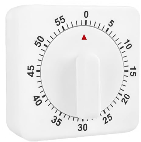 60 Minutes Kitchen Timer, Wind Up Count Down Alarm Reminder Square Mechanical Timer Adjustable Cooking Timing Egg Timers for Home Baking Boiling Exercise, White