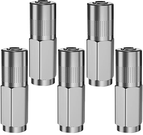ANBOO 5 STK Fettpresse Mundstück 1/8 NPT Standard Fettpressenkupplung, Backen Mundstücken Hydraulik Fettpressenrohr, Fettpressenrohr Adapter, Schmierpresse Anschluss Nippel