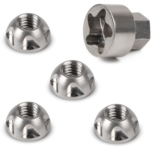 EFUTURETIME 8 x Tuercas Antirrobo M6 × 1, Inoxidable 303 | con 1 Vaso con Perfil de 5 Puntas especial para Tuerca de Seguridad