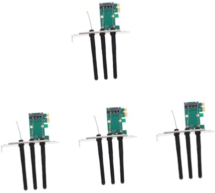 DIYEAH 4 Piezas Adaptador Mini Pcie a Pcie para Tarjeta Inalámbrica WiFi Doble Antena 2dbi Integrada, Placa Verde Soporte para PC de Escritorio, Convertidor de Tarjeta de Red para