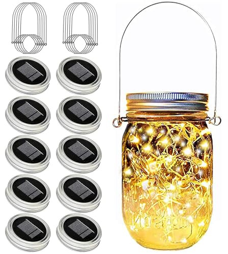 6 Pack 30 LEDs Solar Mason Jar Lights, Fairy String Star Firefly Solar Jar Lids Lights,for Mason Jar,Patio Garden, Yard and Lawn Decor(Jars Not Included)