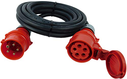 NWP CEE-Verlängerung 5m 400V 32A, Schwarz, IP44 5x4mm² H07RN-F - Gummischlauchleitung, Verlängerungskabel für Baustelle, Industrie, Außenbereich