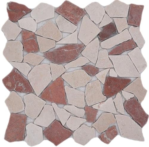 Mosaik MoS44-1002 - Piastrelle in marmo con pietra naturale, colore rosso/beige