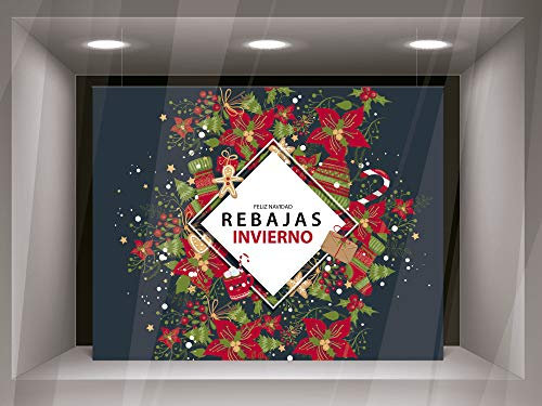Oedim Fondo para Escaparate Rebajas Invierno | 70 x 100 cm | Sin Varilla | Fabricado en Glasspack | Decoración Escaparates Tiendas | Especial Navidad