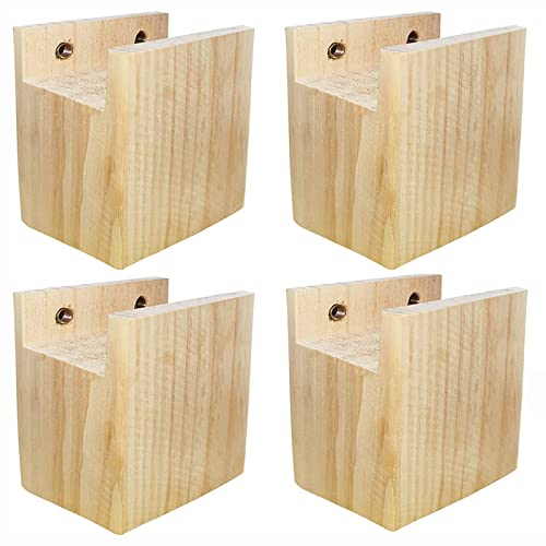 RHUAFET 4 Stück Möbelerhöher ​Betterhöhung Tischerhöher Elefantenfuß Bed Riser aus Holz, Hochwertiges Massivholz, Erhöhung um 10 cm (10 x 2.5 x 10 cm)