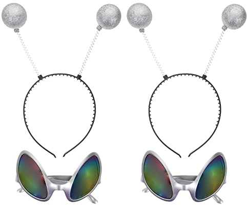 FRCOLOR 4-Teiliges Kostüm Brille Und Haarreif Set, Party Zubehör Mit Silberrahmen Und Farbigen Gläsern, Lustige Dekoration Für Festivals Und Feiern