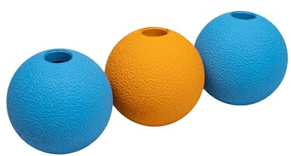 Amazon Basics Apportierbälle aus Gummi zum Spielen für Hunde, 6.35 cm (3 Stück), Blau, Orange