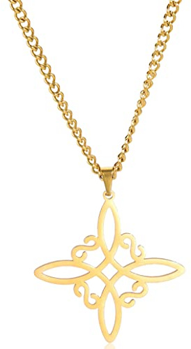 UNIFT Collier nœud de sorcière pour femme en acier inoxydable avec pendentif nœud celtique irlandais à 4 pointes