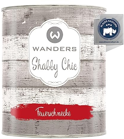 Wanders Shabby Chic Kreidefarbe 750 ml - Feuerschnecke/Kräftiges Rot - Küchenmöbellack und Möbelfarbe ohne Schleifen. Chalk Paint, für Holz & mehr. Hohe Deckkraft, schnell trocknend