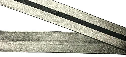 Großhandel für Schneiderbedarf 2 m Einfassband/Band aus Lederimitat/Kunstleder vorgefalzt Silber metallic 25 mm
