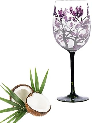 Hongjingda Verres à vin peints à la main, motif arbre quatre saisons, verres peints à la main | Essentiels pour la vaisselle, cadeaux pour la verrerie, verres à vin d'art peints à la ain