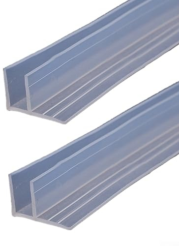 QOXEZY 2 guarnizioni a forma di F da 2 m, per vasca da bagno e doccia, striscia per vetro spessore 6 mm, guarnizione in gomma per porta in vetro