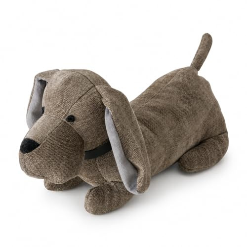 ReWu Türstopper Hund Dekorativer Türpuffer für den Boden mit Schwerer Füllung Süßes Hundedesign 38x15x18 cm Zufällige Farbauswahl Grau oder Braun