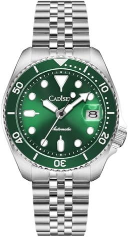 CADISEN Automatik Uhr Herren Mechanische Automatikuhr NH35 Saphirglas Freizeit Wasserdicht (grün)