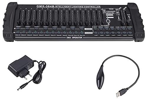 D-MX Controller, Controllo MIDI Illuminazione Fog D-MX a 384 Canali, Console di Missaggio Luci, Console D-MX per Luci DJ, Spettacoli di Luci per Feste, Discoteca, Pub, Night Club, Bar e Teste Mobili